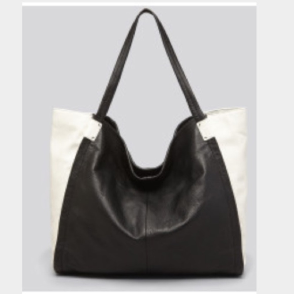 Splendid full grain leather black & white bag